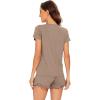 imageWiWi Womens Pajamas Set Viscose from Bamboo Soft Short Sleeve Top with Ruffle Shorts Sleepwear Ladies Pjs Sets SXXLAcamel