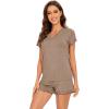 imageWiWi Womens Pajamas Set Viscose from Bamboo Soft Short Sleeve Top with Ruffle Shorts Sleepwear Ladies Pjs Sets SXXLAcamel