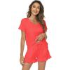 imageWiWi Womens Pajamas Set Viscose from Bamboo Soft Short Sleeve Top with Ruffle Shorts Sleepwear Ladies Pjs Sets SXXLAcoral