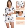 imageWiWi Womens Pajamas Set Viscose from Bamboo Soft Short Sleeve Top with Ruffle Shorts Sleepwear Ladies Pjs Sets SXXLAdaisy