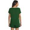 imageWiWi Womens Pajamas Set Viscose from Bamboo Soft Short Sleeve Top with Ruffle Shorts Sleepwear Ladies Pjs Sets SXXLAdark Green