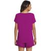 imageWiWi Womens Pajamas Set Viscose from Bamboo Soft Short Sleeve Top with Ruffle Shorts Sleepwear Ladies Pjs Sets SXXLAdark Reddish Purple