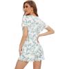 imageWiWi Womens Pajamas Set Viscose from Bamboo Soft Short Sleeve Top with Ruffle Shorts Sleepwear Ladies Pjs Sets SXXLAgreen Leaf
