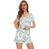 imageWiWi Womens Pajamas Set Viscose from Bamboo Soft Short Sleeve Top with Ruffle Shorts Sleepwear Ladies Pjs Sets SXXLAgreen Leaf