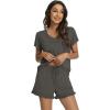 imageWiWi Womens Pajamas Set Viscose from Bamboo Soft Short Sleeve Top with Ruffle Shorts Sleepwear Ladies Pjs Sets SXXLAiron Grey