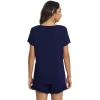 imageWiWi Womens Pajamas Set Viscose from Bamboo Soft Short Sleeve Top with Ruffle Shorts Sleepwear Ladies Pjs Sets SXXLAnavy