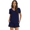 imageWiWi Womens Pajamas Set Viscose from Bamboo Soft Short Sleeve Top with Ruffle Shorts Sleepwear Ladies Pjs Sets SXXLAnavy