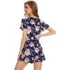 imageWiWi Womens Pajamas Set Viscose from Bamboo Soft Short Sleeve Top with Ruffle Shorts Sleepwear Ladies Pjs Sets SXXLAnavyPeony