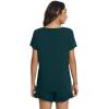 imageWiWi Womens Pajamas Set Viscose from Bamboo Soft Short Sleeve Top with Ruffle Shorts Sleepwear Ladies Pjs Sets SXXLApeacock Green