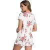 imageWiWi Womens Pajamas Set Viscose from Bamboo Soft Short Sleeve Top with Ruffle Shorts Sleepwear Ladies Pjs Sets SXXLApink Rose on White