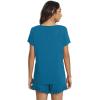 imageWiWi Womens Pajamas Set Viscose from Bamboo Soft Short Sleeve Top with Ruffle Shorts Sleepwear Ladies Pjs Sets SXXLAteal Blue