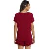 imageWiWi Womens Pajamas Set Viscose from Bamboo Soft Short Sleeve Top with Ruffle Shorts Sleepwear Ladies Pjs Sets SXXLAwine Red