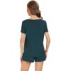 imageWiWi Womens Pajamas Set Viscose from Bamboo Soft Short Sleeve Top with Ruffle Shorts Sleepwear Ladies Pjs Sets SXXLBblackish Green