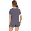 imageWiWi Womens Pajamas Set Viscose from Bamboo Soft Short Sleeve Top with Ruffle Shorts Sleepwear Ladies Pjs Sets SXXLBdark Grey