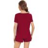imageWiWi Womens Pajamas Set Viscose from Bamboo Soft Short Sleeve Top with Ruffle Shorts Sleepwear Ladies Pjs Sets SXXLBwine Red
