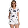 imageWiWi Womens Pajamas Set Viscose from Bamboo Soft Short Sleeve Top with Ruffle Shorts Sleepwear Ladies Pjs Sets SXXLAdaisy