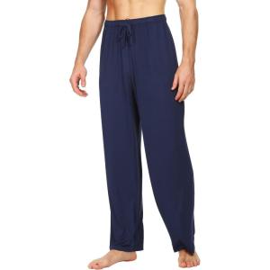 imageWiWi Mens Bamboo Viscose Pajama Pants Soft Lounge Bottoms Knit Big and Long Sweatpants Lightweight Sleep Pant Drawstring S4XAdark Blue