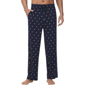 imageWiWi Mens Bamboo Viscose Pajama Pants Soft Lounge Bottoms Knit Big and Long Sweatpants Lightweight Sleep Pant Drawstring S4XAdeer on Navy