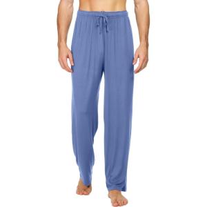 imageWiWi Mens Bamboo Viscose Pajama Pants Soft Lounge Bottoms Knit Big and Long Sweatpants Lightweight Sleep Pant Drawstring S4XAfog Blue