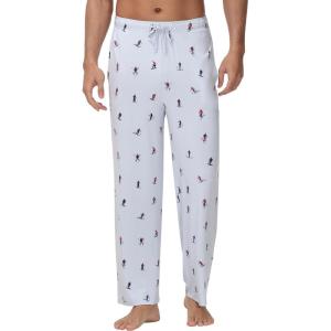 imageWiWi Mens Bamboo Viscose Pajama Pants Soft Lounge Bottoms Knit Big and Long Sweatpants Lightweight Sleep Pant Drawstring S4XAskiing on Light Blue