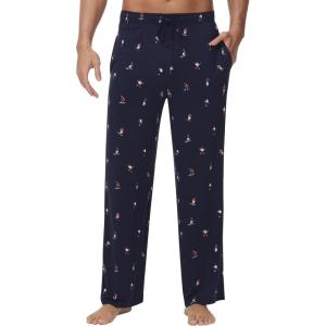 imageWiWi Mens Bamboo Viscose Pajama Pants Soft Lounge Bottoms Knit Big and Long Sweatpants Lightweight Sleep Pant Drawstring S4XAskiing on Navy