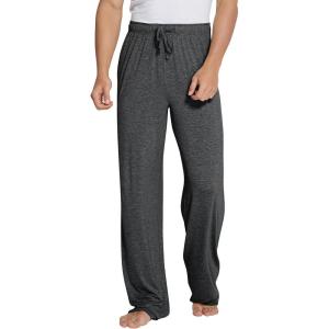 imageWiWi Mens Bamboo Viscose Pajama Pants Soft Lounge Bottoms Knit Big and Long Sweatpants Lightweight Sleep Pant Drawstring S4XBcharcoal Heather