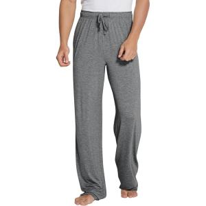 imageWiWi Mens Bamboo Viscose Pajama Pants Soft Lounge Bottoms Knit Big and Long Sweatpants Lightweight Sleep Pant Drawstring S4XBdark Heather Grey
