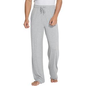 imageWiWi Mens Bamboo Viscose Pajama Pants Soft Lounge Bottoms Knit Big and Long Sweatpants Lightweight Sleep Pant Drawstring S4XBlight Heather Grey