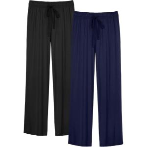 imageWiWi Mens Bamboo Viscose Pajama Pants Soft Lounge Bottoms Knit Big and Long Sweatpants Lightweight Sleep Pant Drawstring S4XCblacknavy