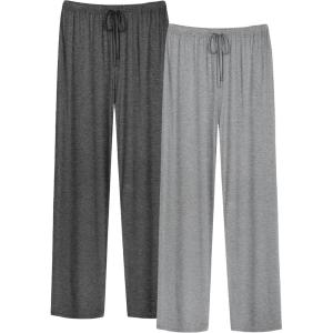 imageWiWi Mens Bamboo Viscose Pajama Pants Soft Lounge Bottoms Knit Big and Long Sweatpants Lightweight Sleep Pant Drawstring S4XCcharcoal Heatherheather Grey