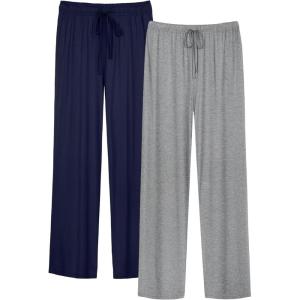 imageWiWi Mens Bamboo Viscose Pajama Pants Soft Lounge Bottoms Knit Big and Long Sweatpants Lightweight Sleep Pant Drawstring S4XCnavyheather Grey
