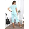imageWiWi Bamboo Viscose Pajamas for Women Soft Capri Pants Pajama Sets Plus Size Sleepwear Pjs Loungewear S4XAaqua
