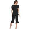 imageWiWi Bamboo Viscose Pajamas for Women Soft Capri Pants Pajama Sets Plus Size Sleepwear Pjs Loungewear S4XAblack