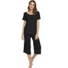 imageWiWi Bamboo Viscose Pajamas for Women Soft Capri Pants Pajama Sets Plus Size Sleepwear Pjs Loungewear S4XAblack