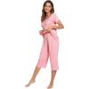 imageWiWi Bamboo Viscose Pajamas for Women Soft Capri Pants Pajama Sets Plus Size Sleepwear Pjs Loungewear S4XAblush Pink