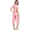imageWiWi Bamboo Viscose Pajamas for Women Soft Capri Pants Pajama Sets Plus Size Sleepwear Pjs Loungewear S4XAblush Pink