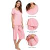 imageWiWi Bamboo Viscose Pajamas for Women Soft Capri Pants Pajama Sets Plus Size Sleepwear Pjs Loungewear S4XAblush Pink