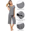 imageWiWi Bamboo Viscose Pajamas for Women Soft Capri Pants Pajama Sets Plus Size Sleepwear Pjs Loungewear S4XAdark Heather Grey