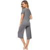 imageWiWi Bamboo Viscose Pajamas for Women Soft Capri Pants Pajama Sets Plus Size Sleepwear Pjs Loungewear S4XAdark Heather Grey