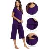imageWiWi Bamboo Viscose Pajamas for Women Soft Capri Pants Pajama Sets Plus Size Sleepwear Pjs Loungewear S4XAdark Purple