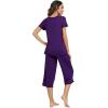 imageWiWi Bamboo Viscose Pajamas for Women Soft Capri Pants Pajama Sets Plus Size Sleepwear Pjs Loungewear S4XAdark Purple