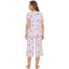 imageWiWi Bamboo Viscose Pajamas for Women Soft Capri Pants Pajama Sets Plus Size Sleepwear Pjs Loungewear S4XAgreyPeony