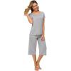 imageWiWi Bamboo Viscose Pajamas for Women Soft Capri Pants Pajama Sets Plus Size Sleepwear Pjs Loungewear S4XAheather Grey