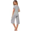 imageWiWi Bamboo Viscose Pajamas for Women Soft Capri Pants Pajama Sets Plus Size Sleepwear Pjs Loungewear S4XAheather Grey
