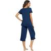 imageWiWi Bamboo Viscose Pajamas for Women Soft Capri Pants Pajama Sets Plus Size Sleepwear Pjs Loungewear S4XAink Blue