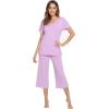 imageWiWi Bamboo Viscose Pajamas for Women Soft Capri Pants Pajama Sets Plus Size Sleepwear Pjs Loungewear S4XAlight Purple