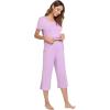 imageWiWi Bamboo Viscose Pajamas for Women Soft Capri Pants Pajama Sets Plus Size Sleepwear Pjs Loungewear S4XAlight Purple