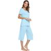 imageWiWi Bamboo Viscose Pajamas for Women Soft Capri Pants Pajama Sets Plus Size Sleepwear Pjs Loungewear S4XApale Blue
