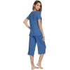 imageWiWi Bamboo Viscose Pajamas for Women Soft Capri Pants Pajama Sets Plus Size Sleepwear Pjs Loungewear S4XAprussian Blue
