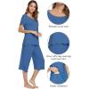 imageWiWi Bamboo Viscose Pajamas for Women Soft Capri Pants Pajama Sets Plus Size Sleepwear Pjs Loungewear S4XAprussian Blue